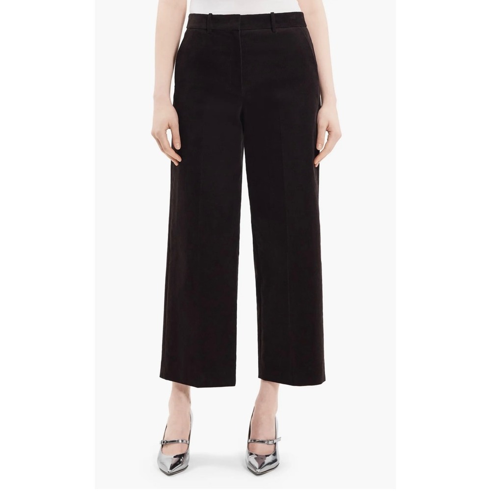 Theory‎ Relax Fit Wide Leg Corduroy Pants 8 Brown Cropped Office Preppy Boho